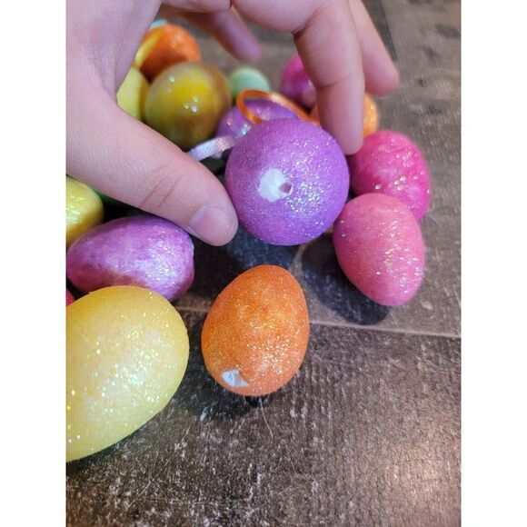 Multicolor Easter egg glitter ornament set home decor - Picture 4 of 7